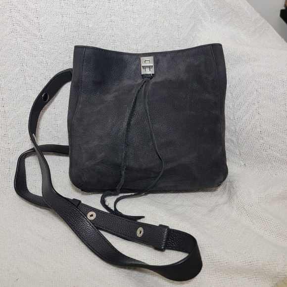 Rebecca Minkoff Small Darren Studded Shoulder Bag Black‎ Suede - Picture 2 of 16